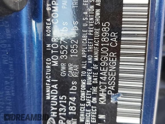 ✅ 2016 Hyundai Accent SE • VIN: KMHCT4AE9GU018985 • Lot: 71163715. Listed on Copart with 91,892 mi. Free auction sales archive from the USA and detailed vehicle history report at DreamBid. Image 13.