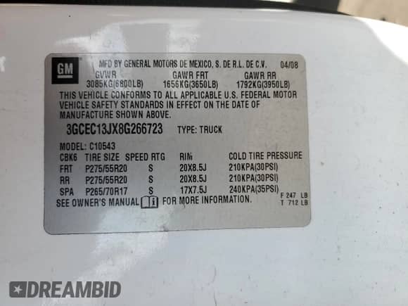 2008 Chevrolet Silverado 1500 1LT с VIN 3GCEC13JX8G266723, выставлен на аукционе Copart как лот 44415835 с пробегом 201 471 миль миль и Списание • Salvage title. История ставок и продаж доступна на DreamBid. Изображение 12.