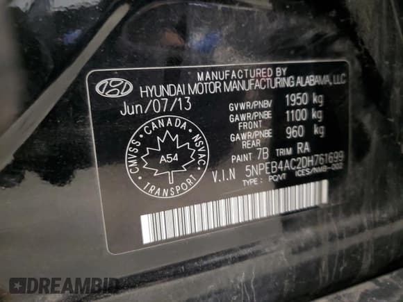 ✅ 2013 Hyundai Sonata GLS • VIN: 5NPEB4AC2DH761699 • Lot: 91104685. Listed on Copart with 263,193 mi. Free auction sales archive from the USA and detailed vehicle history report at DreamBid. Image 13.