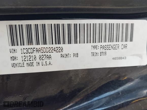 ✅ 2013 Dodge Dart SE • VIN: 1C3CDFAA5DD224220 • Lot: 43540488. Listed on IAAI with 123,257 mi. Free auction sales archive from the USA and detailed vehicle history report at DreamBid. Image 9.