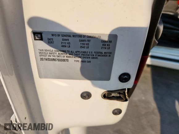 ✅ 2007 Chevrolet Impala Police Police • VIN: 2G1WS58R679330870 • Lot: 67011935. Wystawiony na Copart z przebiegiem 105 766 mil. Bezpłatny archiwum sprzedaży aukcyjnych z USA i szczegółowy raport historii pojazdu na DreamBid. Zdjęcie 12.