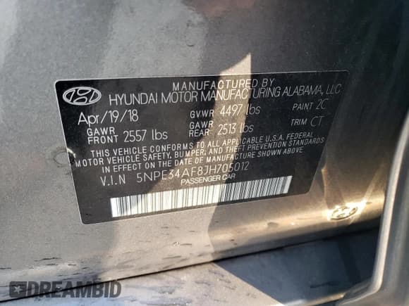 ✅ 2018 Hyundai Sonata Limited • VIN: 5NPE34AF8JH705012 • Lot: 49594723. Listed on Copart with 112,920 mi. Free auction sales archive from the USA and detailed vehicle history report at DreamBid. Image 12.