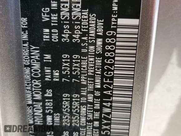 ✅ 2015 Hyundai Santa Fe • VIN: 5XYZW4LA2FG268889 • Lot: 49272684. Wystawiony na Copart z przebiegiem 91 434 mil. Bezpłatny archiwum sprzedaży aukcyjnych z USA i szczegółowy raport historii pojazdu na DreamBid. Zdjęcie 14.