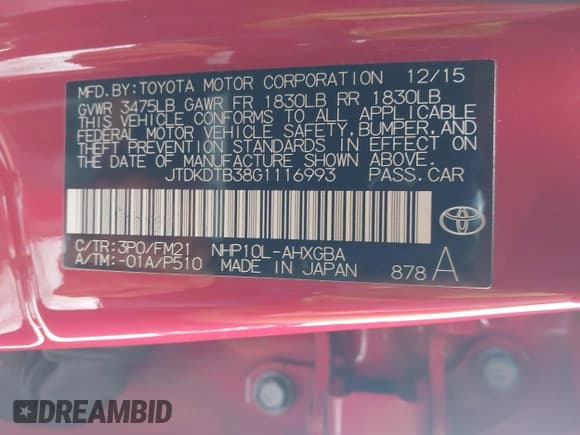 ✅ 2016 Toyota Prius One • VIN: JTDKDTB38G1116993 • Лот: 43854632. Опубликован ранее на IAAI с пробегом 68 171 миль. Бесплатный доступ к архиву аукционных продаж из США и подробный отчёт об истории автомобиля на DreamBid. Изображение 9.