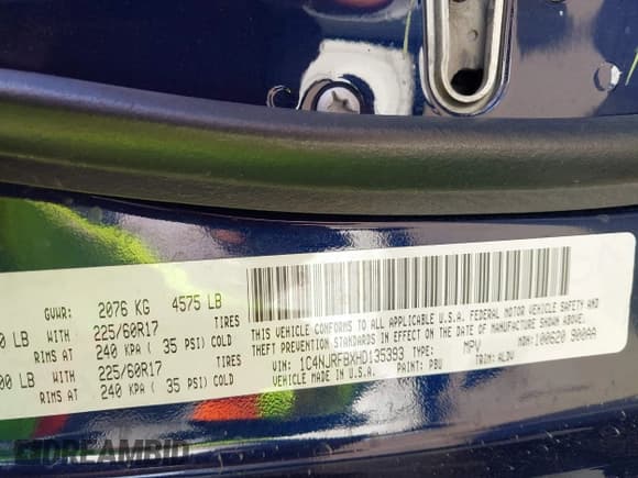 ✅ 2017 Jeep Patriot High Altitude • VIN: 1C4NJRFBXHD135393 • Lot: 42003911. Listed on IAAI with 110,901 mi. Free auction sales archive from the USA and detailed vehicle history report at DreamBid. Image 9.