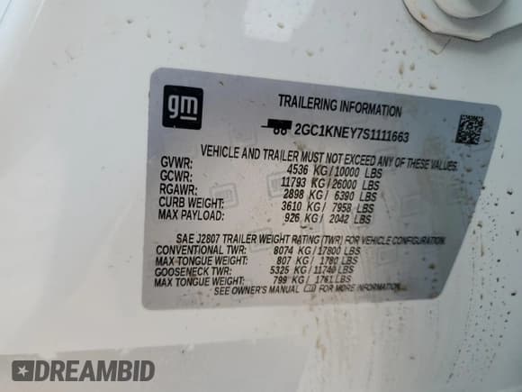 ✅ 2025 Chevrolet Silverado 2500HD LT • VIN: 2GC1KNEY7S1111663 • Лот: 47176885. Опубликован ранее на Copart с пробегом Не указан. Бесплатный доступ к архиву аукционных продаж из США и подробный отчёт об истории автомобиля на DreamBid. Изображение 12.