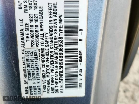 ✅ 2011 Honda Odyssey Touring • VIN: 5FNRL5H9XBB069538 • Lot: 93008385. Wystawiony na Copart z przebiegiem 143 981 mil. Bezpłatny archiwum sprzedaży aukcyjnych z USA i szczegółowy raport historii pojazdu na DreamBid. Zdjęcie 14.