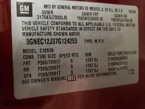 ✅ 2007 Chevrolet Avalanche 2LT • VIN: 3GNEC12J37G124253 • Lot: 69675335. Listed on Copart with 174,347 mi. Free auction sales archive from the USA and detailed vehicle history report at DreamBid. Image 12.
