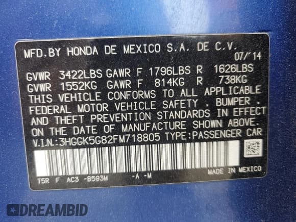 ✅ 2015 Honda Fit EX • VIN: 3HGGK5G82FM718805 • Лот: 84195975. Опубликован ранее на Copart с пробегом 151 311 миль. Бесплатный доступ к архиву аукционных продаж из США и подробный отчёт об истории автомобиля на DreamBid. Изображение 13.