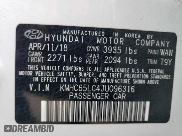 ✅ 2018 Hyundai Ioniq Blue • VIN: KMHC65LC4JU096316 • Lot: 80973724. Wystawiony na Copart z przebiegiem 96 791 mil. Bezpłatny archiwum sprzedaży aukcyjnych z USA i szczegółowy raport historii pojazdu na DreamBid. Zdjęcie 13.