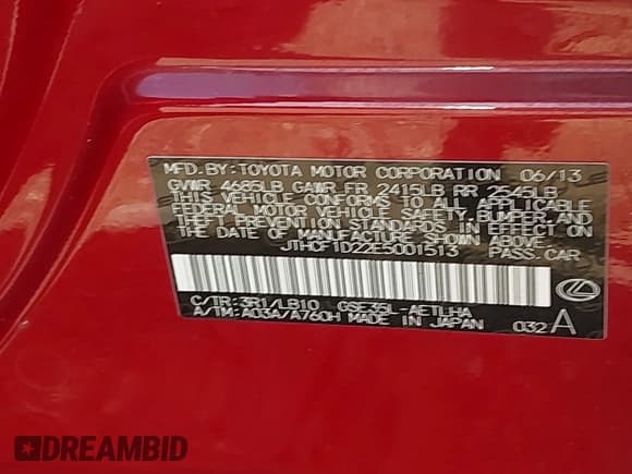 ✅ 2014 Lexus IS 250 • VIN: JTHCF1D22E5001513 • Лот: 42981540. Опубликован ранее на IAAI с пробегом 21 982 миль. Бесплатный доступ к архиву аукционных продаж из США и подробный отчёт об истории автомобиля на DreamBid. Изображение 9.