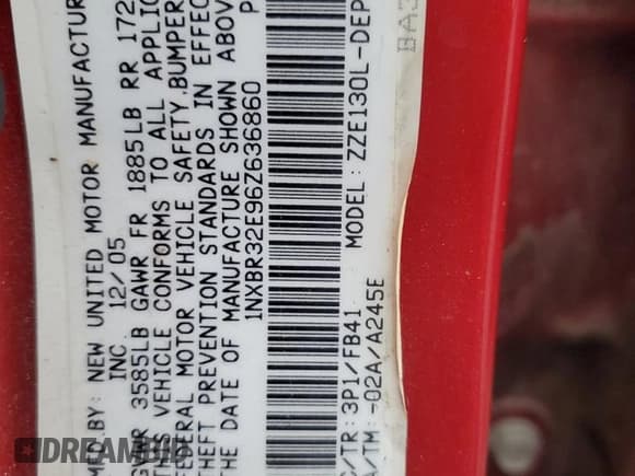 ✅ 2006 Toyota Corolla CE • VIN: 1NXBR32E96Z636860 • Lot: 90412315. Listed on Copart with 175,604 mi. Free auction sales archive from the USA and detailed vehicle history report at DreamBid. Image 12.