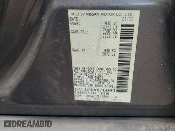 2015 Nissan Altima S z VIN 1N4AL3AP3FN876099, wystawiony jako Copart lot #81566155 z przebiegiem 181 593 mil mil oraz Szkoda całkowita • Salvage title. Historia ofert i sprzedaży dostępna na DreamBid. Obrazek 13.