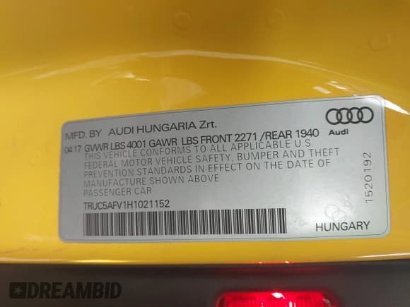 ✅ 2017 Audi TT • VIN: TRUC5AFV1H1021152 • Лот: 43328672. Опубликован ранее на IAAI с пробегом 161 050 миль. Бесплатный доступ к архиву аукционных продаж из США и подробный отчёт об истории автомобиля на DreamBid. Изображение 9.