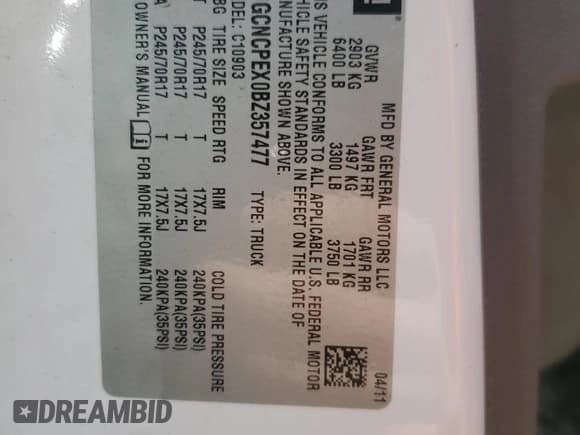 ✅ 2011 Chevrolet Silverado 1500 Work Truck • VIN: 1GCNCPEX0BZ357477 • Lot: 63320455. Listed on Copart with 167,310 mi. Free auction sales archive from the USA and detailed vehicle history report at DreamBid. Image 12.