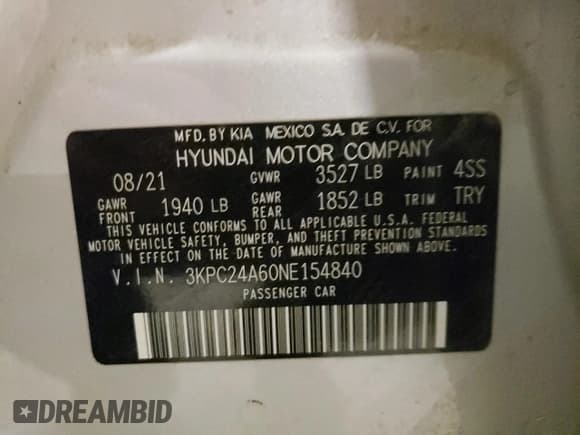 ✅ 2022 Hyundai Accent SE • VIN: 3KPC24A60NE154840 • Лот: 79179774. Опубликован ранее на Copart с пробегом 51 096 миль. Бесплатный доступ к архиву аукционных продаж из США и подробный отчёт об истории автомобиля на DreamBid. Изображение 12.