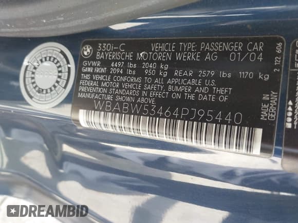 ✅ 2004 BMW 3 Series 330Ci • VIN: WBABW53464PJ95440 • Lot: 42655118. Wystawiony na IAAI z przebiegiem 80 557 mil. Bezpłatny archiwum sprzedaży aukcyjnych z USA i szczegółowy raport historii pojazdu na DreamBid. Zdjęcie 9.