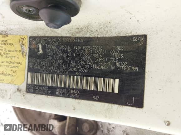 2007 Toyota Highlander с VIN JTEGD21A170157306, выставлен на аукционе IAAI как лот 43480054 с пробегом 268 161 миль миль и . История ставок и продаж доступна на DreamBid. Изображение 9.