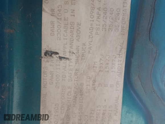 1995 Chevrolet S-10 с VIN 1GCCS1445S8104868, выставлен на аукционе Copart как лот 71126914 с пробегом 221 390 миль миль и Списание • Salvage title. История ставок и продаж доступна на DreamBid. Изображение 14.