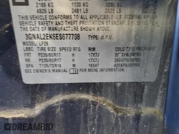 ✅ 2014 Chevrolet Captiva Sport LS • VIN: 3GNAL2EK6ES677708 • Lot: 52385025. Wystawiony na Copart z przebiegiem 165 658 mil. Bezpłatny archiwum sprzedaży aukcyjnych z USA i szczegółowy raport historii pojazdu na DreamBid. Zdjęcie 14.