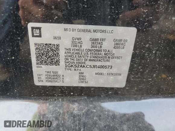 ✅ 2018 GMC Yukon SLE • VIN: 1GKS2AKC5JR400573 • Lot: 78503784. Wystawiony na Copart z przebiegiem Nie podano. Bezpłatny archiwum sprzedaży aukcyjnych z USA i szczegółowy raport historii pojazdu na DreamBid. Zdjęcie 13.