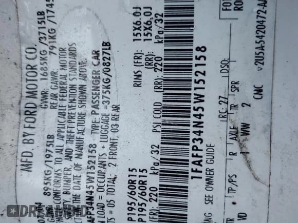 ✅ 2005 Ford Focus S • VIN: 1FAFP34N45W152158 • Lot: 71195755. Listed on Copart with 307,130 mi. Free auction sales archive from the USA and detailed vehicle history report at DreamBid. Image 12.