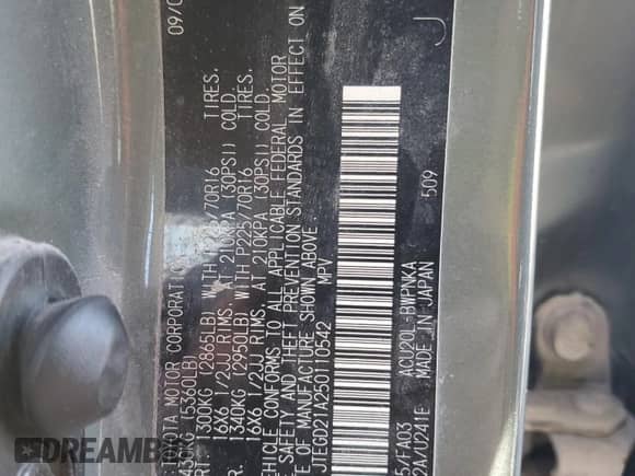 2005 Toyota Highlander with VIN JTEGD21A250110542, listed as a Copart auction lot 90881445 with 227,610 mi miles and Clean title. Bid and sale history available at DreamBid. Image 13.