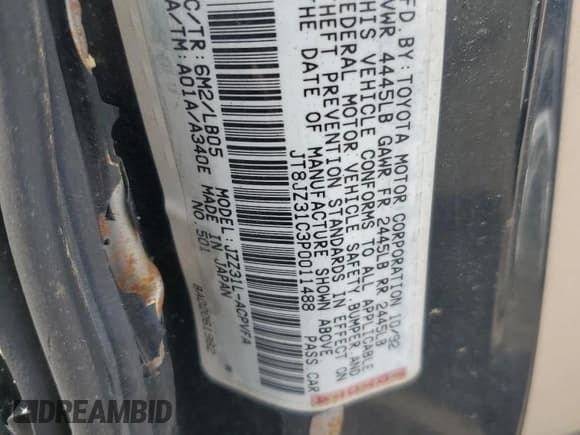 ✅ 1993 Lexus SC • VIN: JT8JZ31C3P0011488 • Lot: 66694985. Wystawiony na Copart z przebiegiem 127 210 mil. Bezpłatny archiwum sprzedaży aukcyjnych z USA i szczegółowy raport historii pojazdu na DreamBid. Zdjęcie 12.