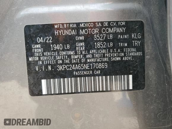 ✅ 2022 Hyundai Accent SEL • VIN: 3KPC24A65NE170869 • Лот: 44555865. Опубликован ранее на Copart с пробегом 28 970 миль. Бесплатный доступ к архиву аукционных продаж из США и подробный отчёт об истории автомобиля на DreamBid. Изображение 15.