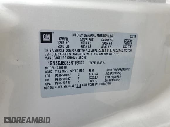 ✅ 2014 Chevrolet Suburban LT • VIN: 1GNSCJE03ER108444 • Lot: 66080644. Wystawiony na Copart z przebiegiem 181 519 mil. Bezpłatny archiwum sprzedaży aukcyjnych z USA i szczegółowy raport historii pojazdu na DreamBid. Zdjęcie 13.