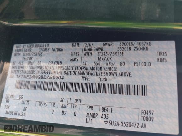 ✅ 2008 Ford Econoline Cargo Commercial • VIN: 1FTNE24W98DA60204 • Lot: 42508766. Listed on IAAI with 163,270 mi. Free auction sales archive from the USA and detailed vehicle history report at DreamBid. Image 9.