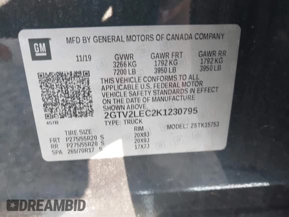 ✅ 2019 GMC Sierra 1500 • VIN: 2GTV2LEC2K1230795 • Лот: 42570309. Опубликован ранее на IAAI с пробегом 56 916 миль. Бесплатный доступ к архиву аукционных продаж из США и подробный отчёт об истории автомобиля на DreamBid. Изображение 9.