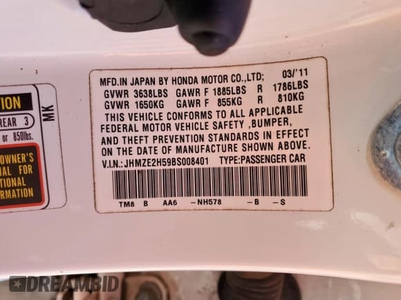 ✅ 2011 Honda Insight LX • VIN: JHMZE2H59BS008401 • Лот: 90453615. Опубликован ранее на Copart с пробегом 136 962 миль. Бесплатный доступ к архиву аукционных продаж из США и подробный отчёт об истории автомобиля на DreamBid. Изображение 12.