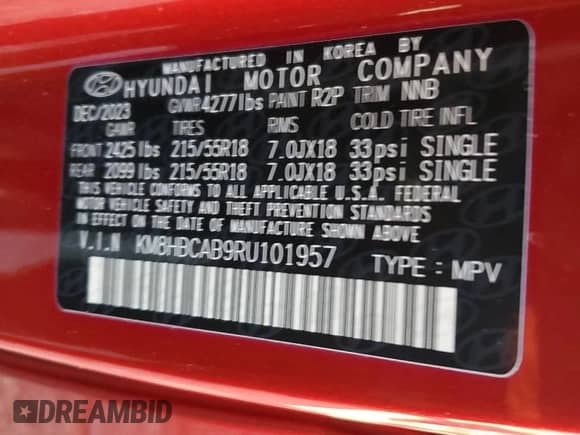 2024 Hyundai Kona SEL with VIN KM8HBCAB9RU101957, listed as a Copart auction lot 88170605 with 2,557 mi miles and Salvage title. Bid and sale history available at DreamBid. Image 14.