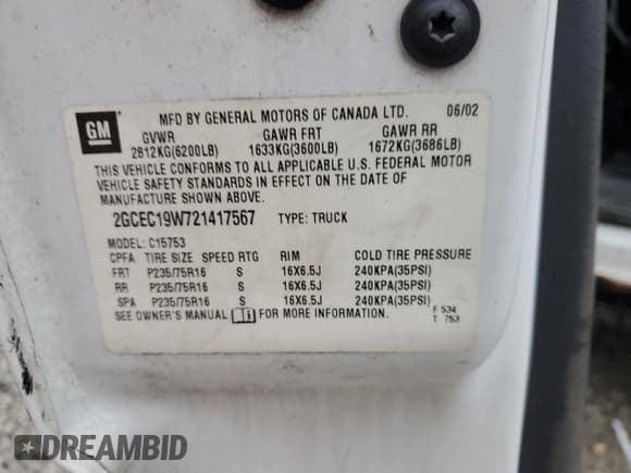 ✅ 2002 Chevrolet Silverado 1500 LS • VIN: 2GCEC19W721417567 • Лот: 87015874. Опубликован ранее на Copart с пробегом 204 502 миль. Бесплатный доступ к архиву аукционных продаж из США и подробный отчёт об истории автомобиля на DreamBid. Изображение 12.