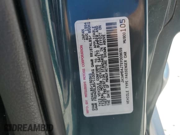 ✅ 1995 Mitsubishi 3000GT GT • VIN: JA3AM54J7SY009659 • Лот: 57900975. Опубликован ранее на Copart с пробегом 189 343 миль. Бесплатный доступ к архиву аукционных продаж из США и подробный отчёт об истории автомобиля на DreamBid. Изображение 12.