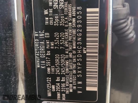 ✅ 2022 Kia Telluride SX • VIN: 5XYP5DHC3NG293058 • Lot: 70522195. Wystawiony na Copart z przebiegiem 41 644 mil. Bezpłatny archiwum sprzedaży aukcyjnych z USA i szczegółowy raport historii pojazdu na DreamBid. Zdjęcie 13.