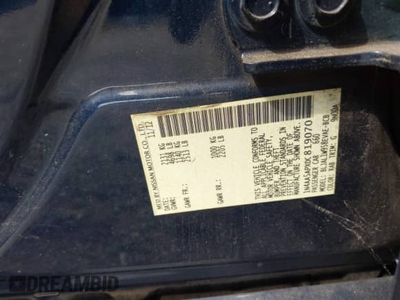 2013 Nissan Maxima SV с VIN 1N4AA5APXDC819070, выставлен на аукционе IAAI как лот 43109050 с пробегом 145 429 миль миль и . История ставок и продаж доступна на DreamBid. Изображение 9.