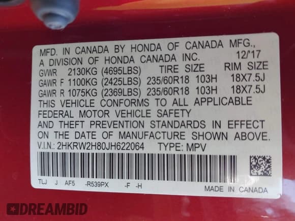 ✅ 2018 Honda CR-V EX-L • VIN: 2HKRW2H80JH622064 • Lot: 43309372. Wystawiony na IAAI z przebiegiem 48 847 mil. Bezpłatny archiwum sprzedaży aukcyjnych z USA i szczegółowy raport historii pojazdu na DreamBid. Zdjęcie 9.