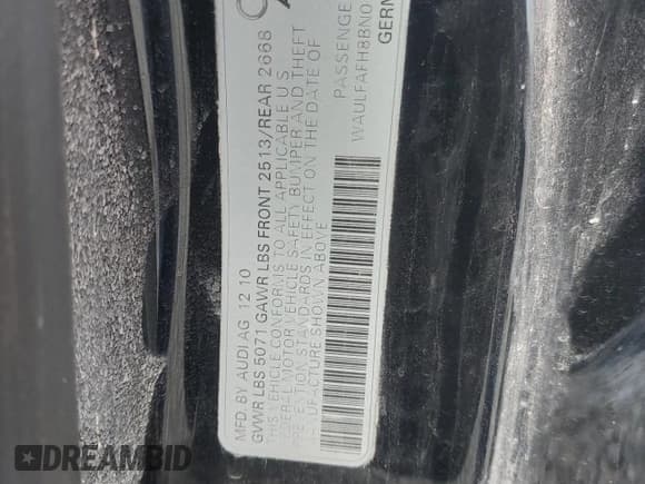 ✅ 2011 Audi A5 Premium Plus • VIN: WAULFAFH8BN010535 • Lot: 69608045. Wystawiony na Copart z przebiegiem Nie podano. Bezpłatny archiwum sprzedaży aukcyjnych z USA i szczegółowy raport historii pojazdu na DreamBid. Zdjęcie 13.