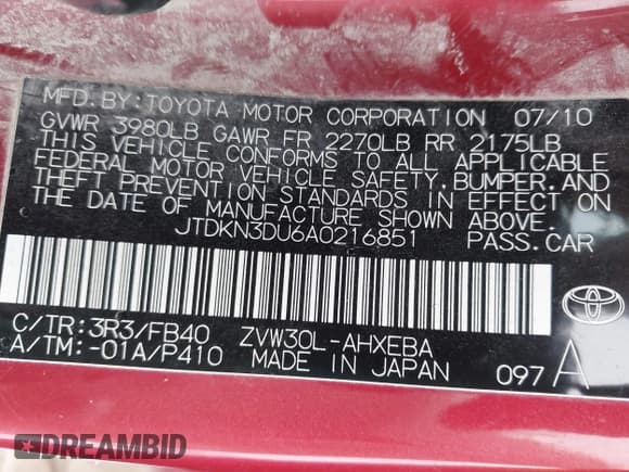 ✅ 2010 Toyota Prius III • VIN: JTDKN3DU6A0216851 • Lot: 43808765. Wystawiony na IAAI z przebiegiem 143 567 mil. Bezpłatny archiwum sprzedaży aukcyjnych z USA i szczegółowy raport historii pojazdu na DreamBid. Zdjęcie 9.