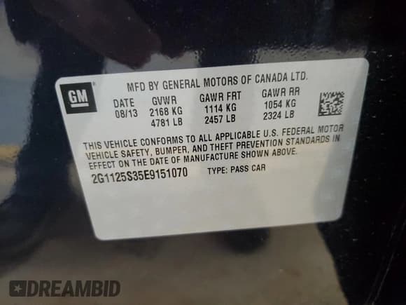 ✅ 2014 Chevrolet Impala LT • VIN: 2G1125S35E9151070 • Лот: 72925624. Опубликован ранее на Copart с пробегом 117 083 миль. Бесплатный доступ к архиву аукционных продаж из США и подробный отчёт об истории автомобиля на DreamBid. Изображение 12.