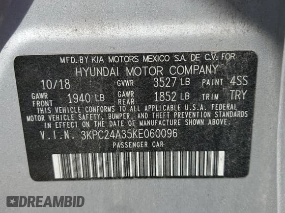 ✅ 2019 Hyundai Accent SE • VIN: 3KPC24A35KE060096 • Лот: 69837194. Опубликован ранее на Copart с пробегом 92 781 миль. Бесплатный доступ к архиву аукционных продаж из США и подробный отчёт об истории автомобиля на DreamBid. Изображение 12.