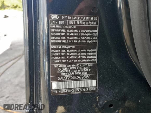 ✅ 2012 Land Rover Range Rover Sport HSE • VIN: SALSF2D46CA726050 • Лот: 94544885. Опубликован ранее на Copart с пробегом 76 266 миль. Бесплатный доступ к архиву аукционных продаж из США и подробный отчёт об истории автомобиля на DreamBid. Изображение 12.