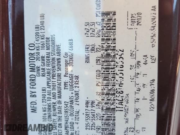 ✅ 2018 Ford Mustang EcoBoost • VIN: 1FA6P8TH4J5185542 • Lot: 91368655. Listed on Copart with 101,059 mi. Free auction sales archive from the USA and detailed vehicle history report at DreamBid. Image 12.