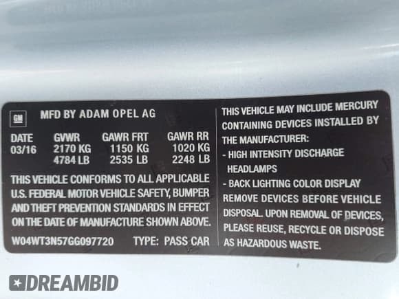 ✅ 2016 Buick Cascada Premium • VIN: W04WT3N57GG097720 • Lot: 43376373. Wystawiony na IAAI z przebiegiem 103 985 mil. Bezpłatny archiwum sprzedaży aukcyjnych z USA i szczegółowy raport historii pojazdu na DreamBid. Zdjęcie 9.