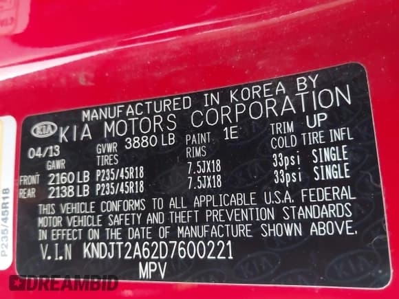 ✅ 2013 Kia Soul + • VIN: KNDJT2A62D7600221 • Лот: 43211379. Опубликован ранее на IAAI с пробегом 124 770 миль. Бесплатный доступ к архиву аукционных продаж из США и подробный отчёт об истории автомобиля на DreamBid. Изображение 9.