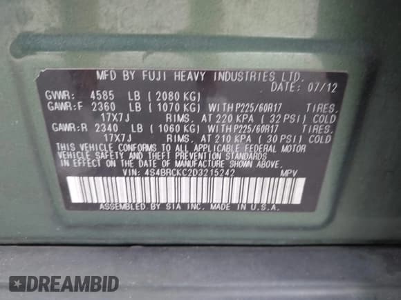 ✅ 2013 Subaru Outback Limited • VIN: 4S4BRCKC2D3215242 • Lot: 43638342. Wystawiony na IAAI z przebiegiem 150 037 mil. Bezpłatny archiwum sprzedaży aukcyjnych z USA i szczegółowy raport historii pojazdu na DreamBid. Zdjęcie 9.