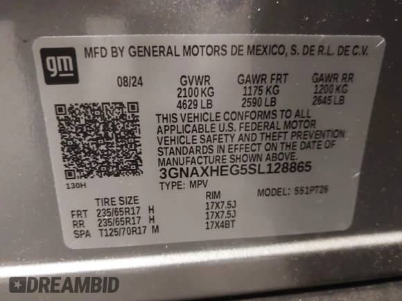 2025 Chevrolet Equinox FWD LT с VIN 3GNAXHEG5SL128865, выставлен на аукционе IAAI как лот 42379010 с пробегом 5 250 миль миль и . История ставок и продаж доступна на DreamBid. Изображение 9.