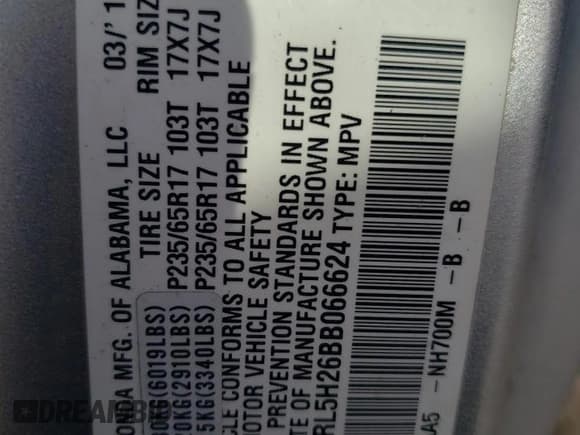 ✅ 2011 Honda Odyssey LX • VIN: 5FNRL5H26BB066624 • Lot: 84026585. Listed on Copart with Not provided. Free auction sales archive from the USA and detailed vehicle history report at DreamBid. Image 13.